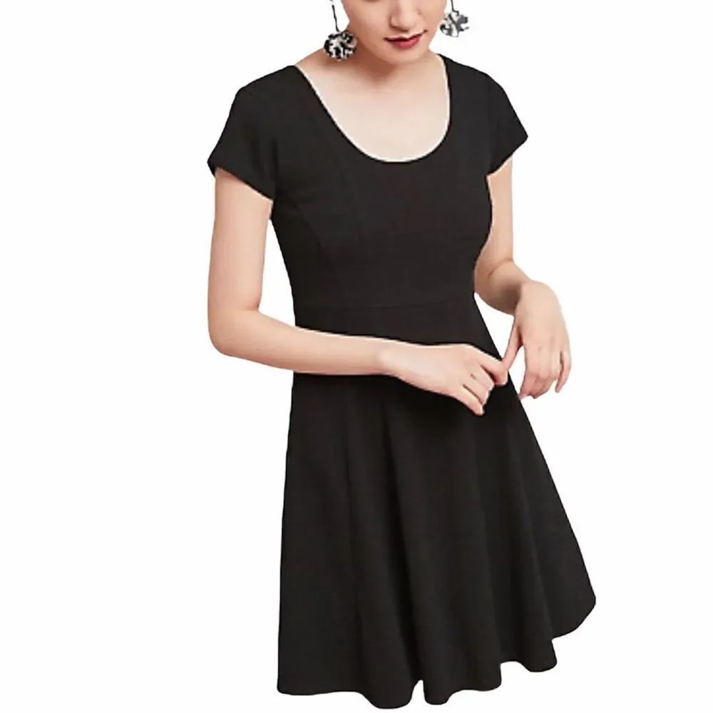 Anthropologie Maeve Black Mini Dress Regina Knit Dress New Size Small